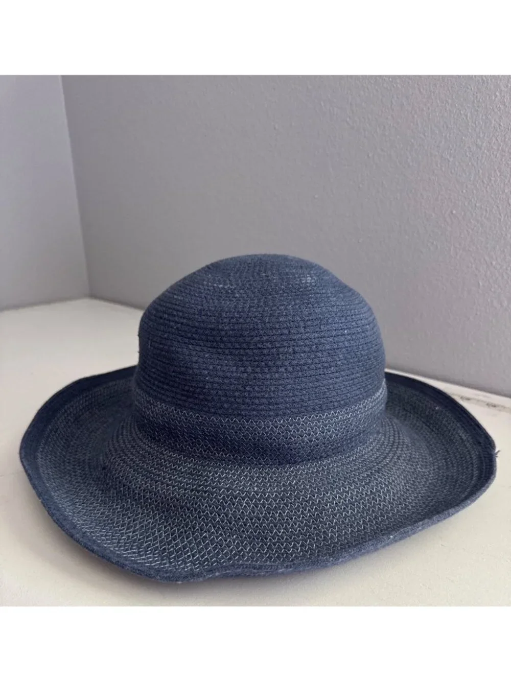 Caslon Women Sun Hat Navy Blue Wide-Brim Modern Beachy Cruise Resort Lightweight - Picture 3 of 9
